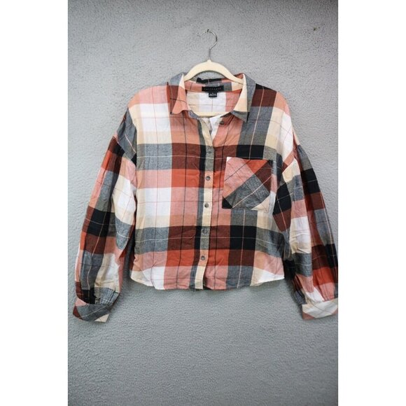 Sanctuary Plaid Long Sleeve Button Up Top-Size Large-New with Tags - Picture 1 of 12